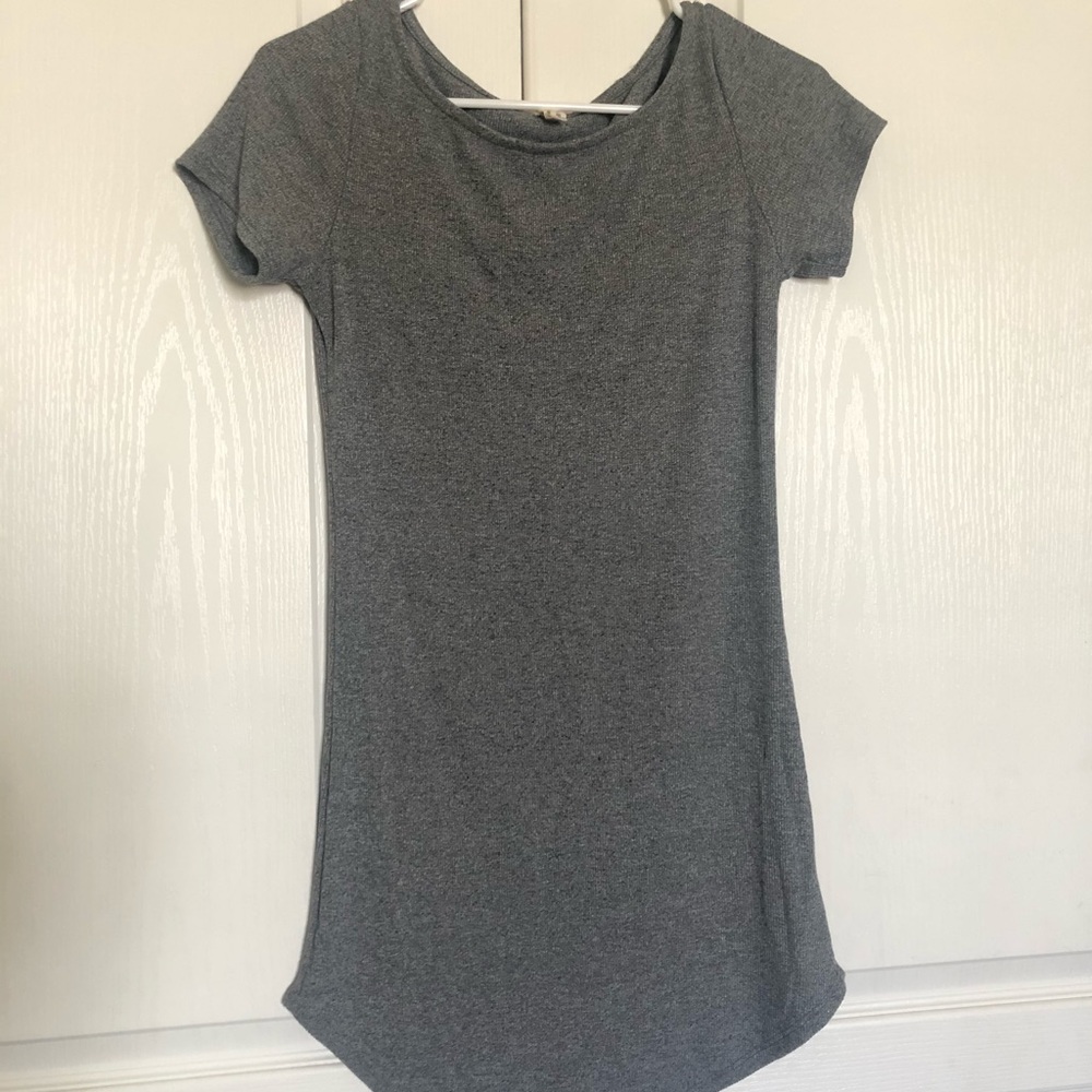 Tight, gray dress